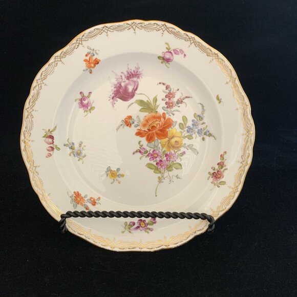 6 Antique Meissen Porcelain Plates 18th Century Hand Painted Floral Rococo 8.25" - Picture 9 of 14